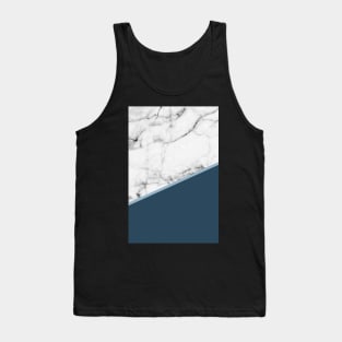 Real White Marble Half Ocean Sapphire Steel Blue Tank Top